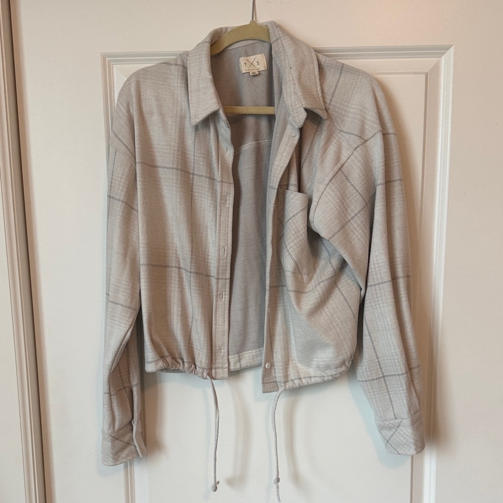 Thread & Supply Light Gray Plaid Utility Jacket